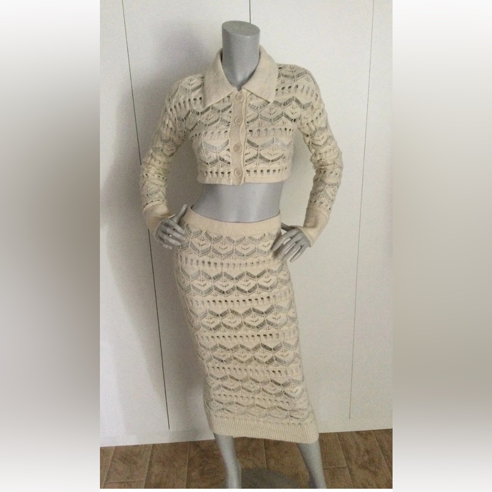 L'Academie “Talmai Pointelle” Skirt & Cropped Top Set Size XXS